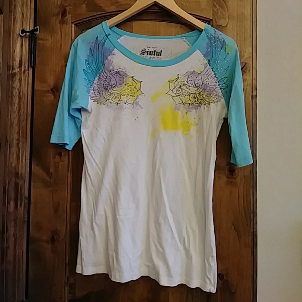 Sinful Brand 3/4 T shirt - Picture 1 of 3